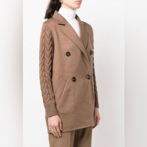 Max Mara Double-Breasted Cable Knit Jacket - Brown/XS, in excellent condition!!!